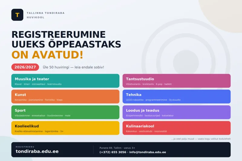 Registreerumine uueks õppeaastaks on nüüd avatud!